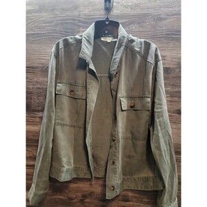 Jane + Delancey Women's M  Green Lyocell Utility Shacket Jacket Cropped Light